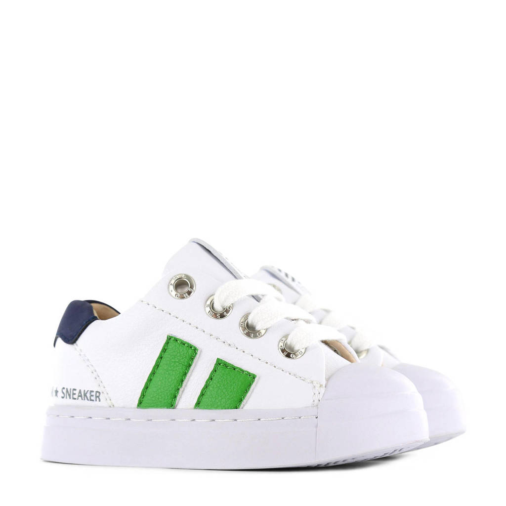 Shoesme leren sneakers wit/groen