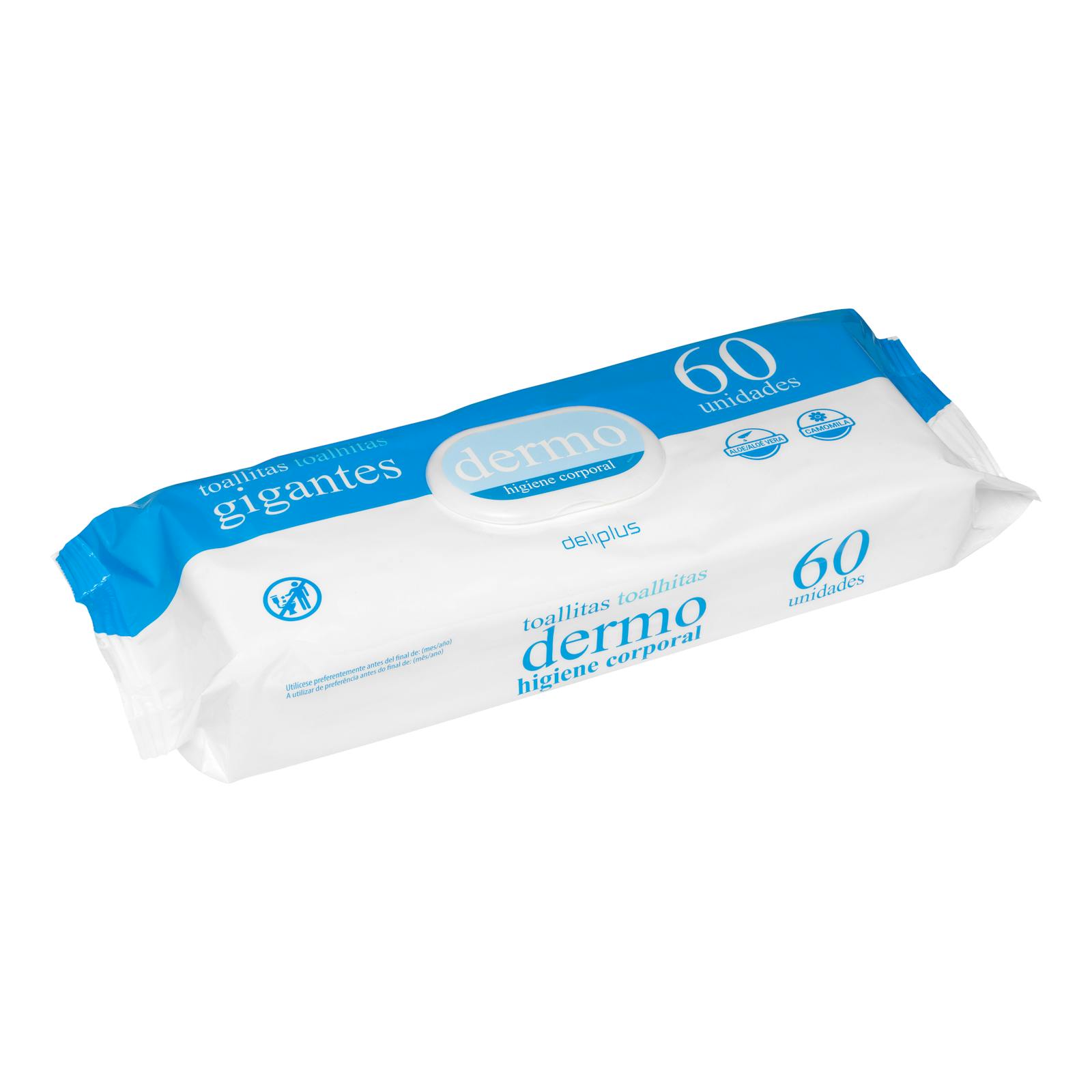 Lingettes d'hygiène corporelle Deliplus Dermo, format géant