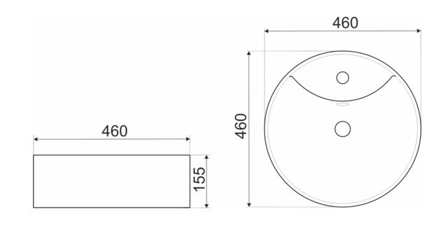Kerra KR 138 opbouw waskom 46cm wit met kraangat