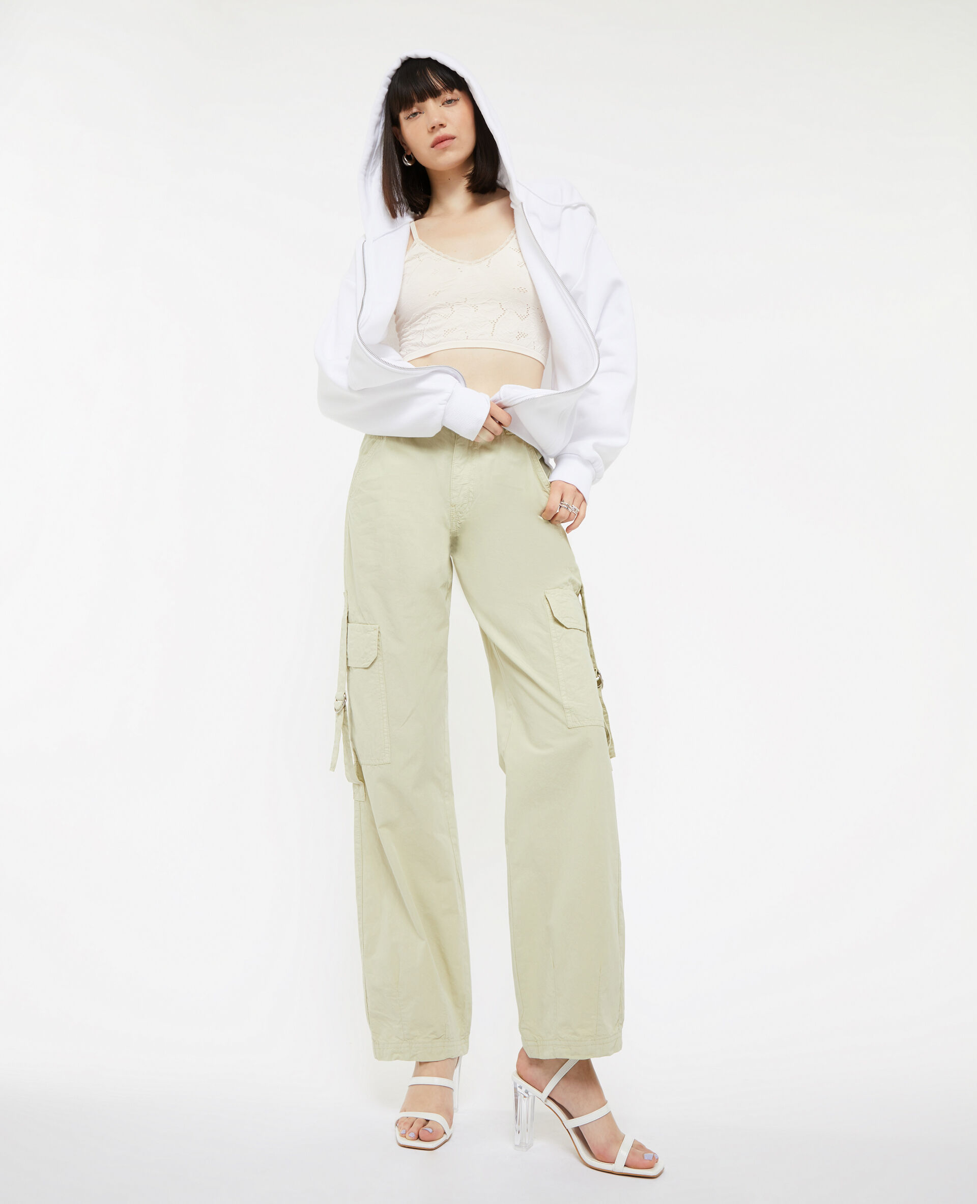 Pantalon cargo en toile légère - Vert kaki