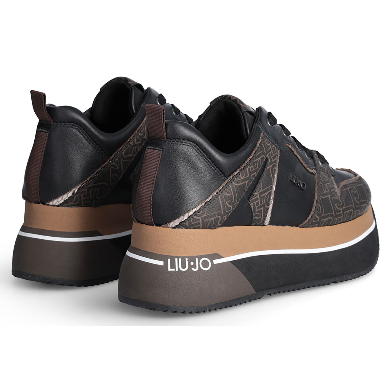 Liu-Jo Sneakers en Cuir Iris noir/marron