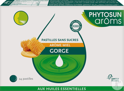 Phytosun Arôms Pastilles Gorge Sans Sucre Arôme Miel 24 Pièces