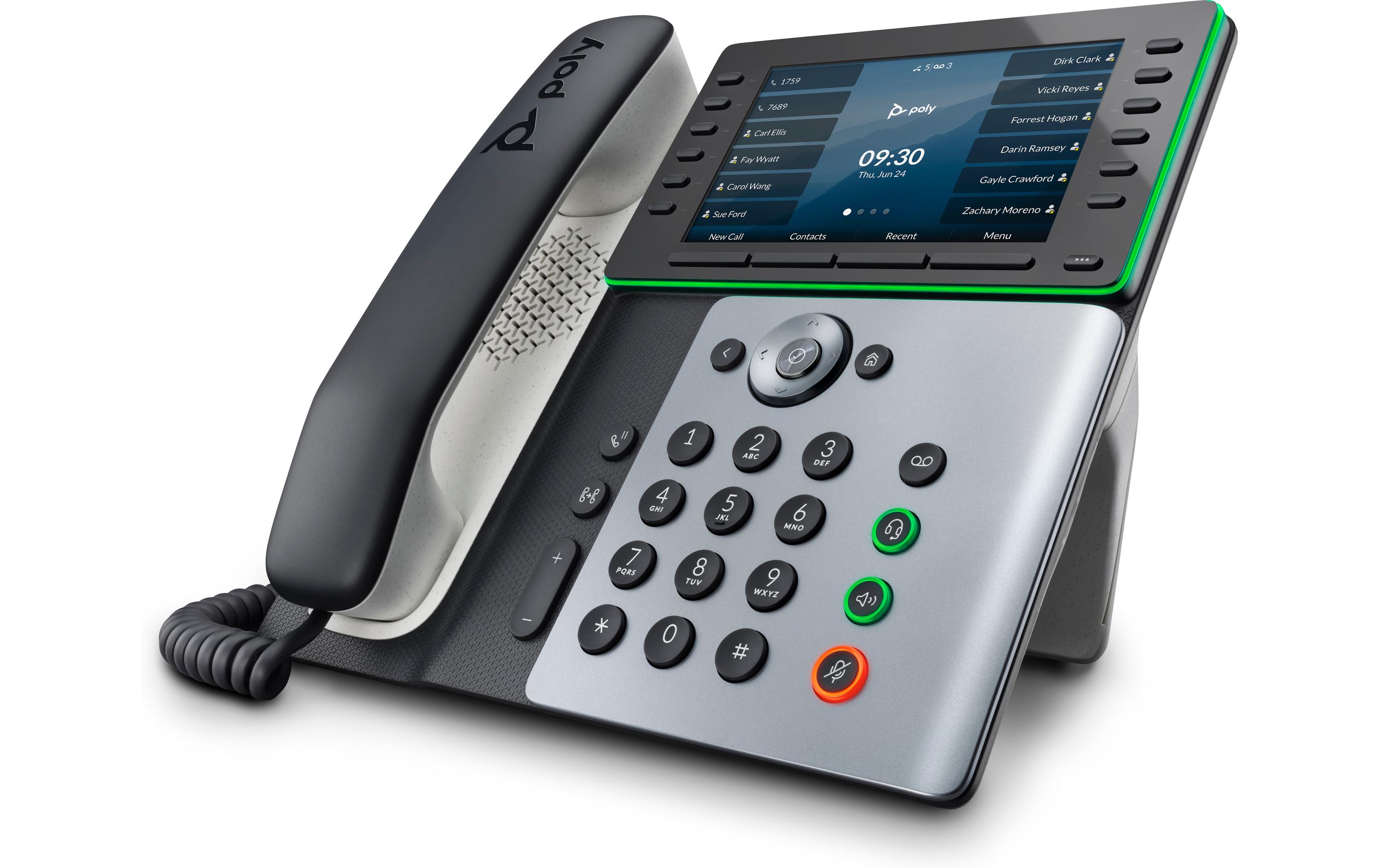 Tischtelefon Poly Edge E500 Grau/Schwarz/Weiss<br>Festnetztelefon der Spitzenklasse für Führungskräfte