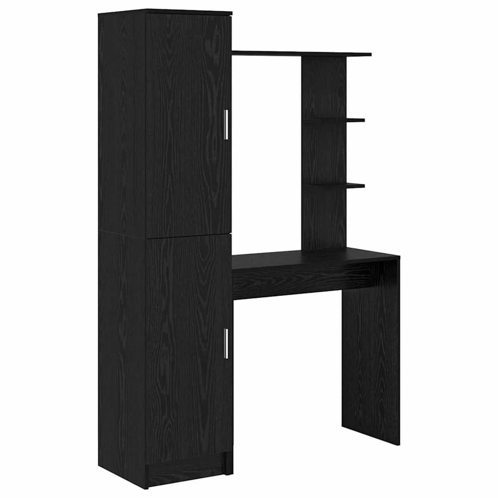 vidaXL Bureau met opbergruimte 2 st zwart eiken 78,5 x 37 x 154,5 cm