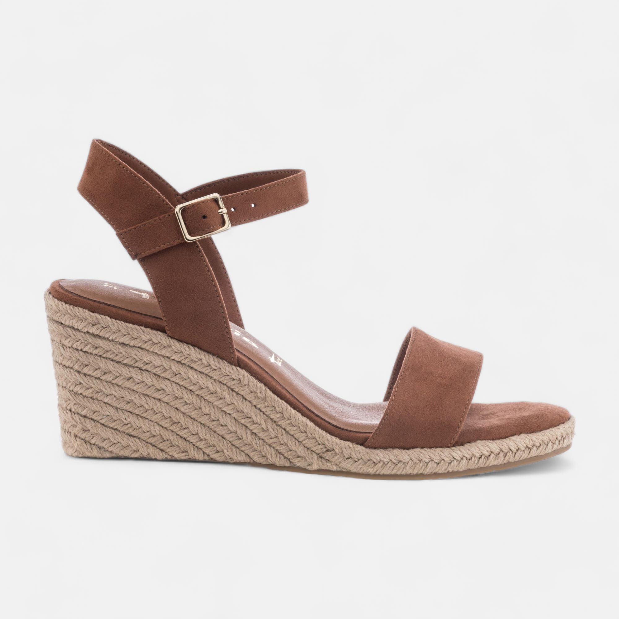 Espadrilles à talon compensé Femme cognac