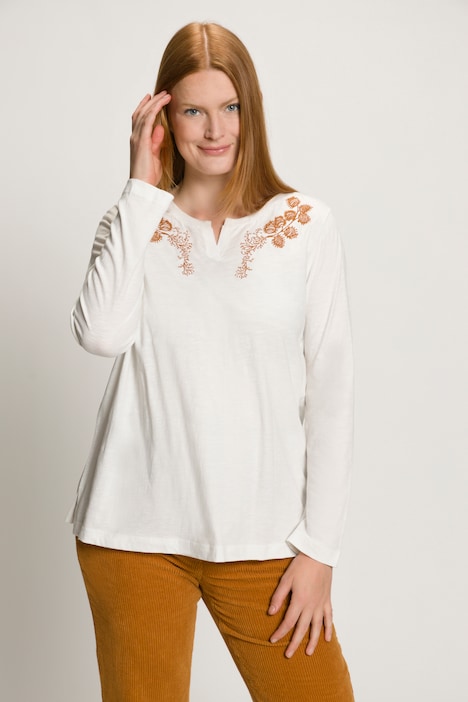 Shirt, Tunika-Ausschnitt, Langarm, Biobaumwolle
