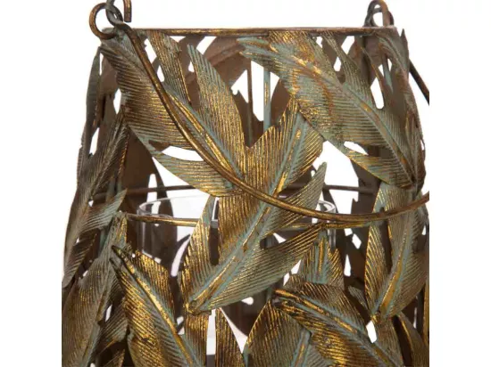 Bougeoir en métal doré 17.5x17.5x19h