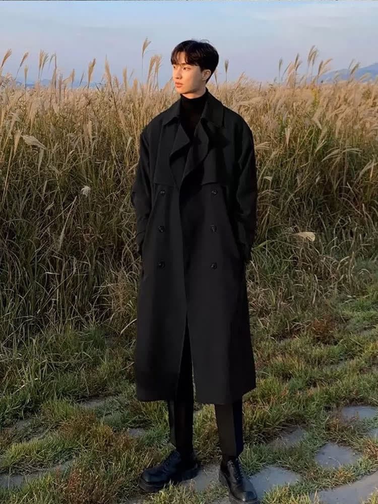 Blueforce - Effen midi-trenchcoat met dubbele rij knopen en sashed-strap