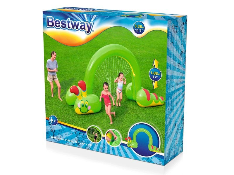 Bestway Jumbo Caterpillar Sprinkler 338 x 110 x 188 cm Wassersprinklerbogen zum Hindurchlaufen