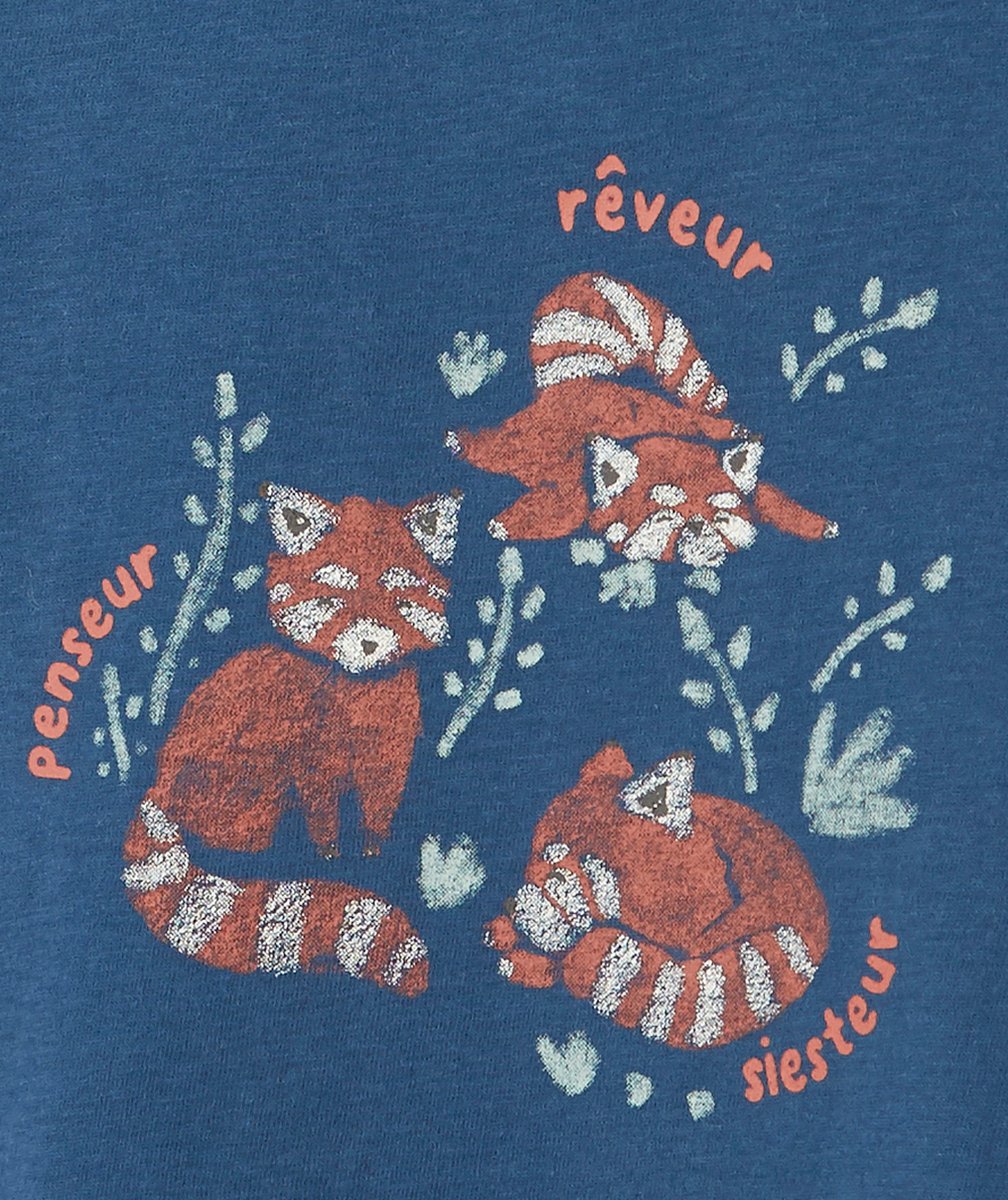 LE T-SHIRT BLEU MARINE EN FIBRES RECYCLÉES AVEC FLOCAGE RENARD