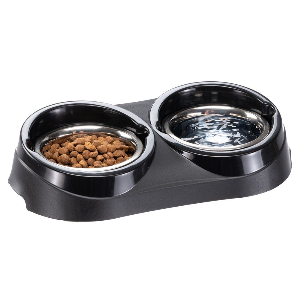 Porte-gamelle gamelles acier bord de confinement nourriture eau chien ferplast duo feed