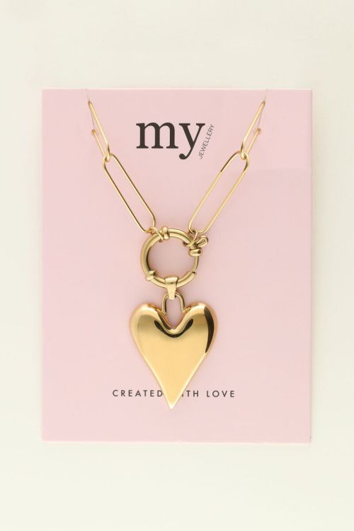 Schakelketting met groot hart bedel