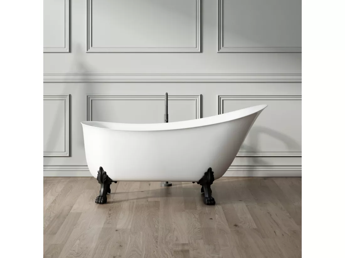 Baignoire ancienne rétro sur pieds BALMAIN Blanche 161 cm Pieds d'Aigle Chromés