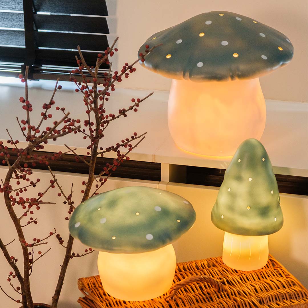 egmont toys heico lamp paddenstoel - natuurlijk blauwgroen- 28 cm