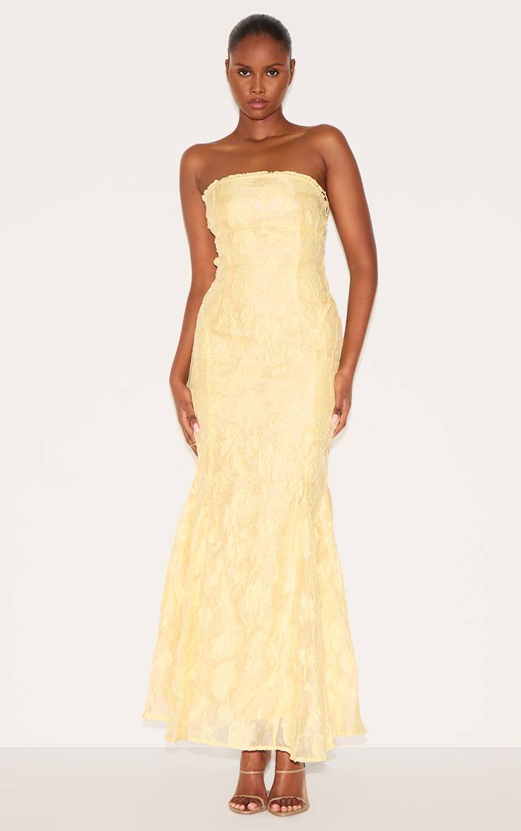 Citron Robe Maxi Texturée À Dos Lacé