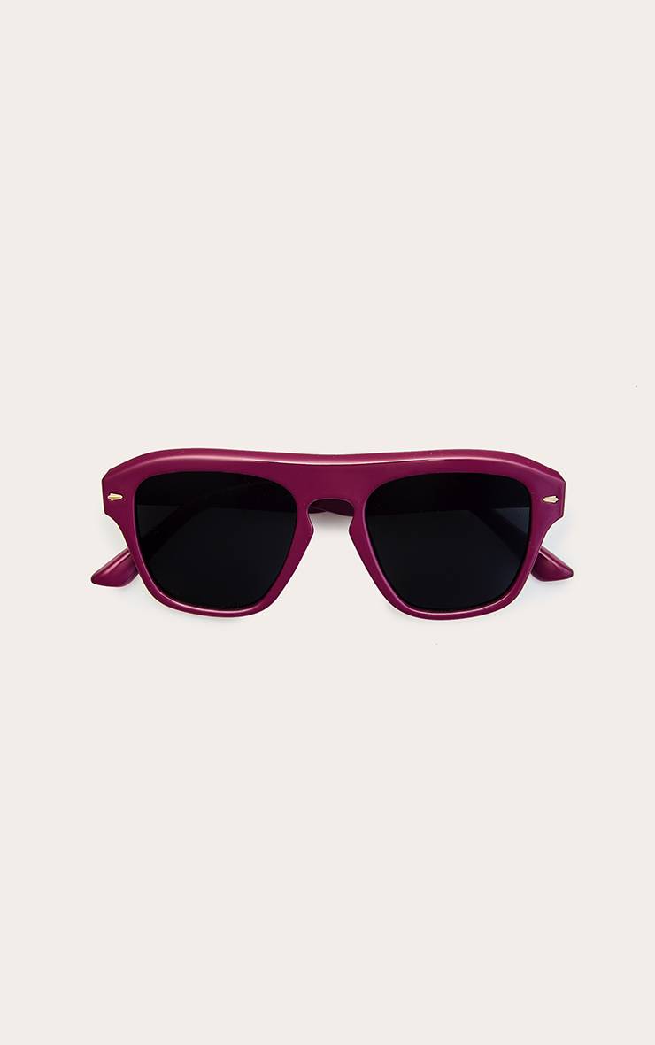 Rouge Bordeaux Lunettes De Soleil Carrées Surdimensionnées