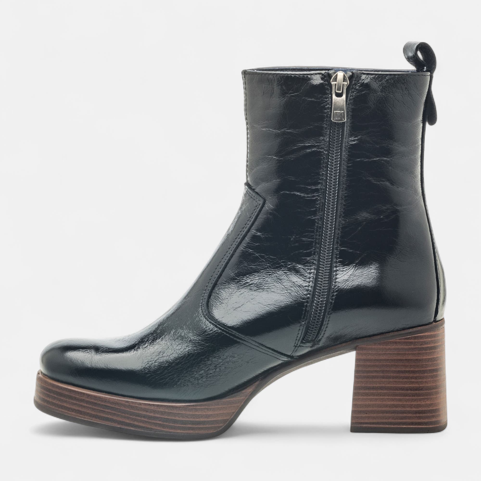 Bottines à talon Femme en cuir noir