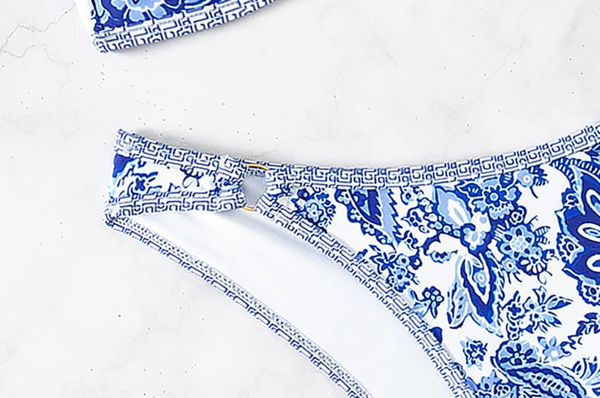 Serendo - Set: Bandeau bikinitop met bloemenprint + broekje