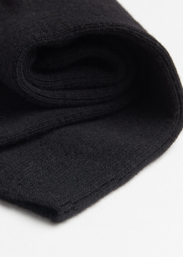 Meias curtas caneladas em lã e cashmere