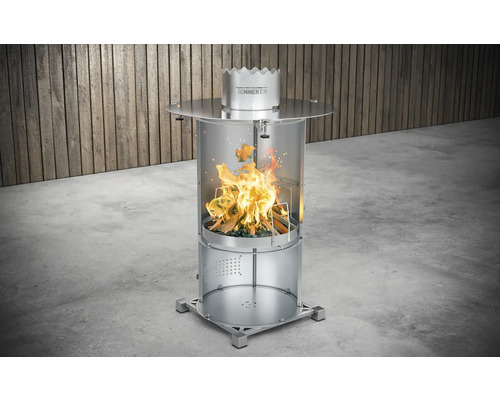 Tenneker® Grill Barrel Vuurkorf met RVS Plancha Plaat Ø 80 cm Zilver