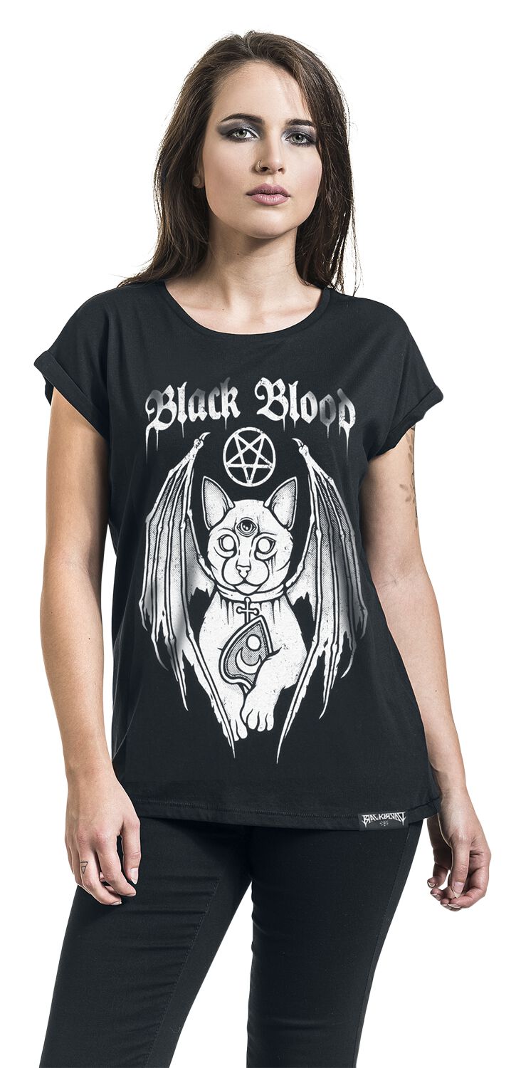 T-Shirt Avec Chat Démoniaque | Black Blood by Gothicana T-Shirt Manches courtes