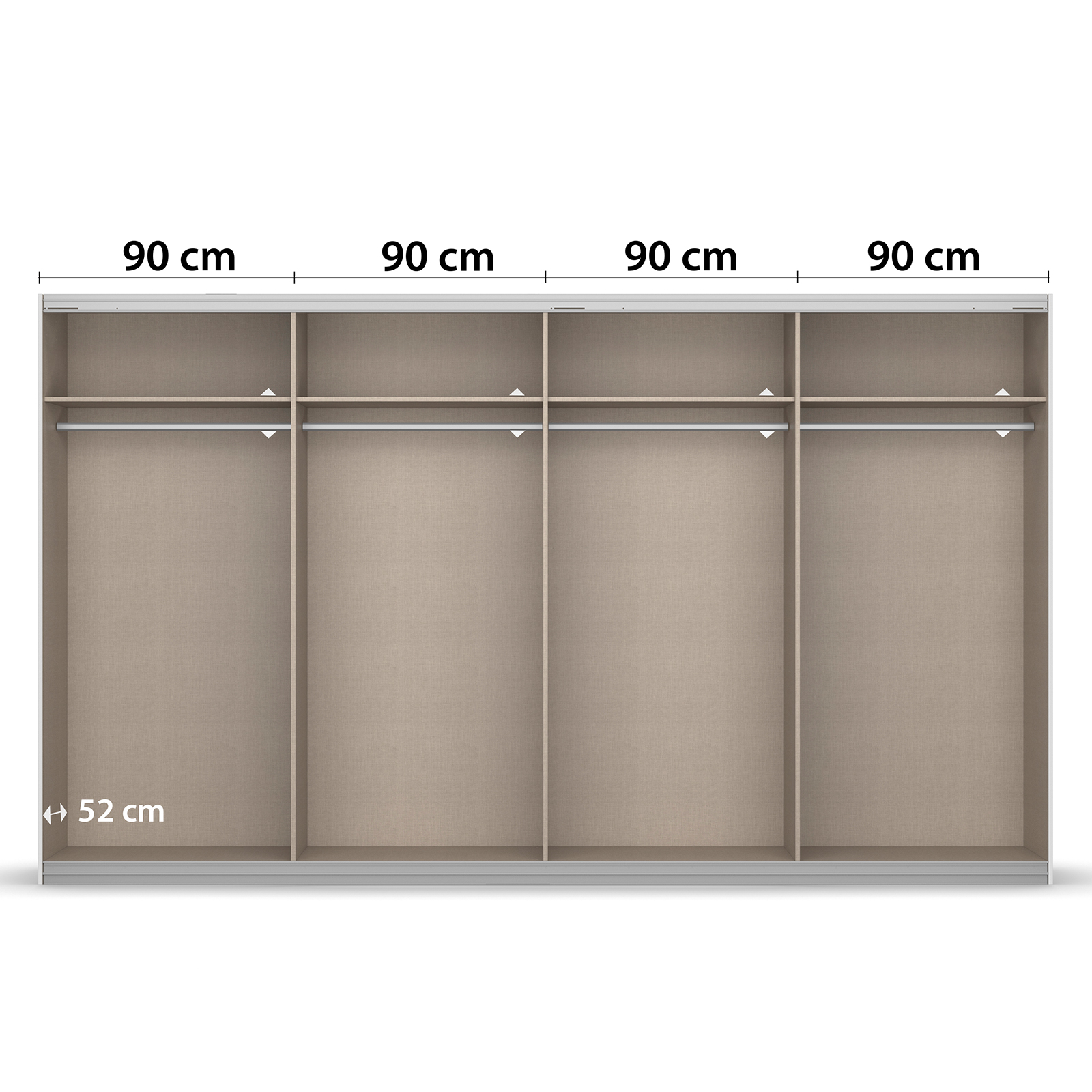 Schwebetürenschrank - alpinweiß - 4-türig - 360x211 cm