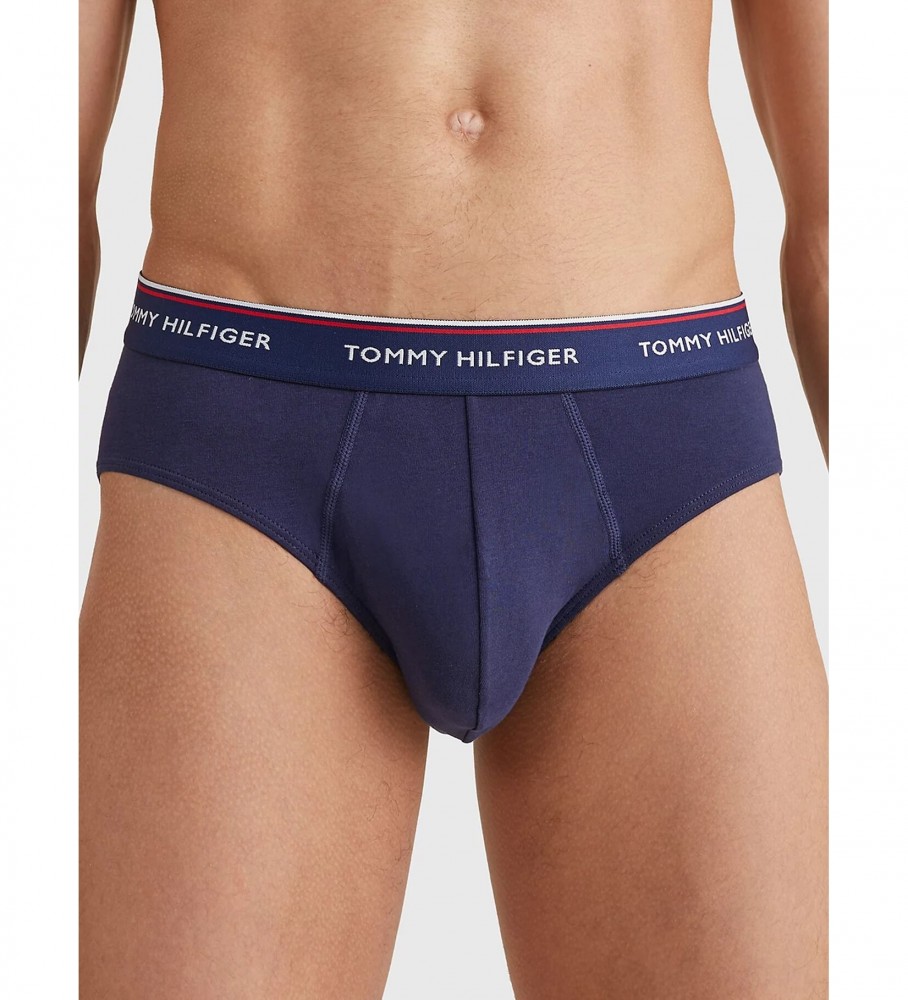 Conjunto de 3 cuecas slip azul-marinho da Tommy Hilfiger
