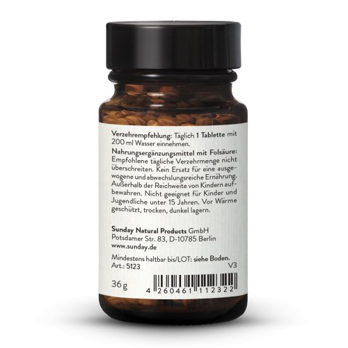 Sunday Natural Products  Folsäure (Folat) Komplex Ultra 800µg