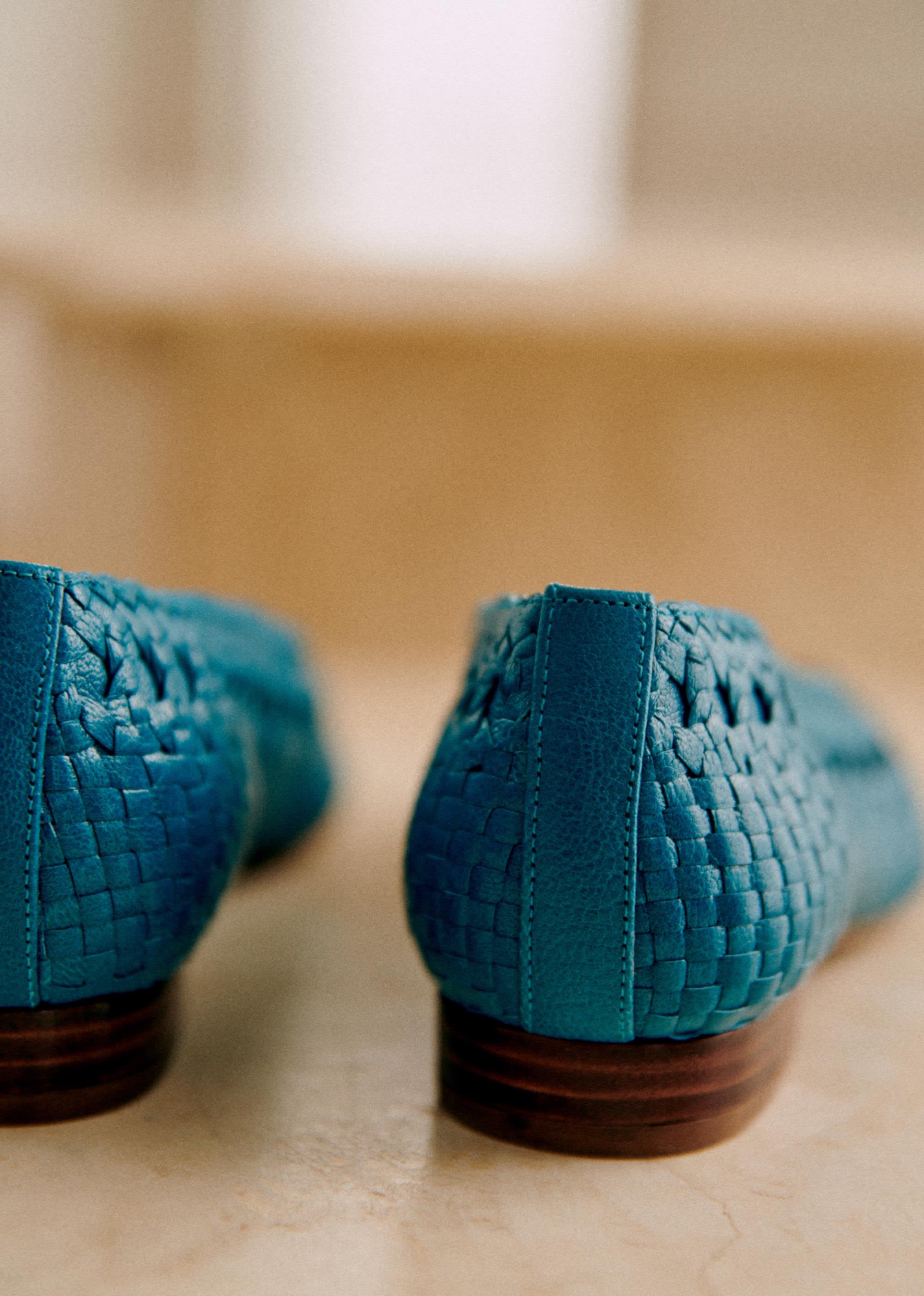 Ballerines Low Anya - Bleu turquoise lisse tressé - SOULIERS/SOULIERS Babies 5906248