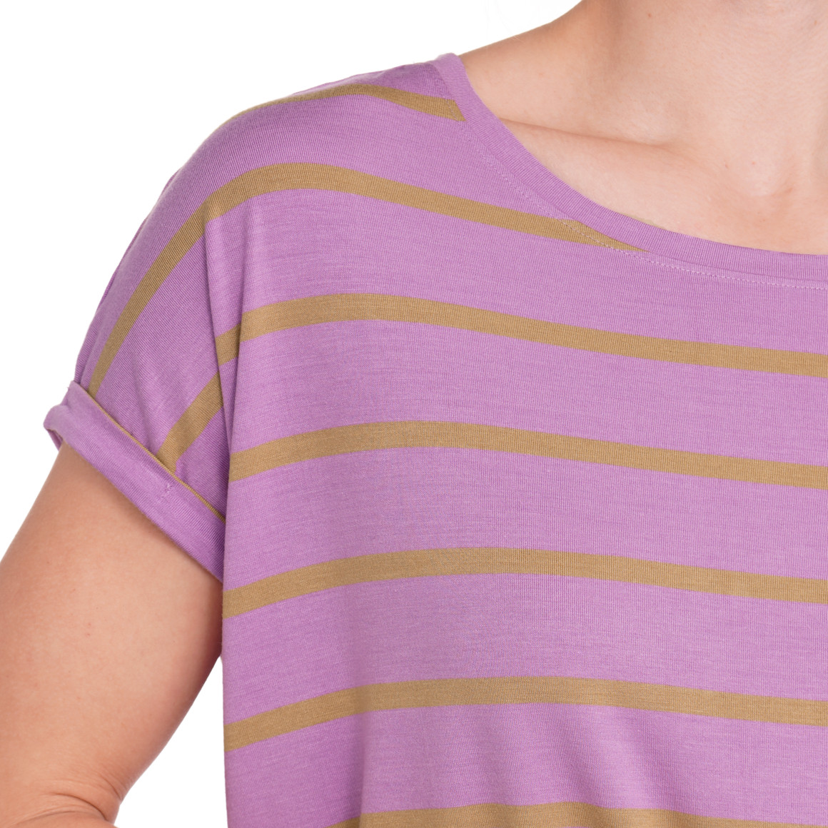 Gina Benotti Damen T-Shirt mit Streifen helllila / beige