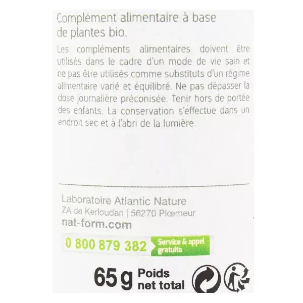 Nat & Form Chá Verde Orgânico com Dente-de-Leão - 200 Cápsulas Vegetais