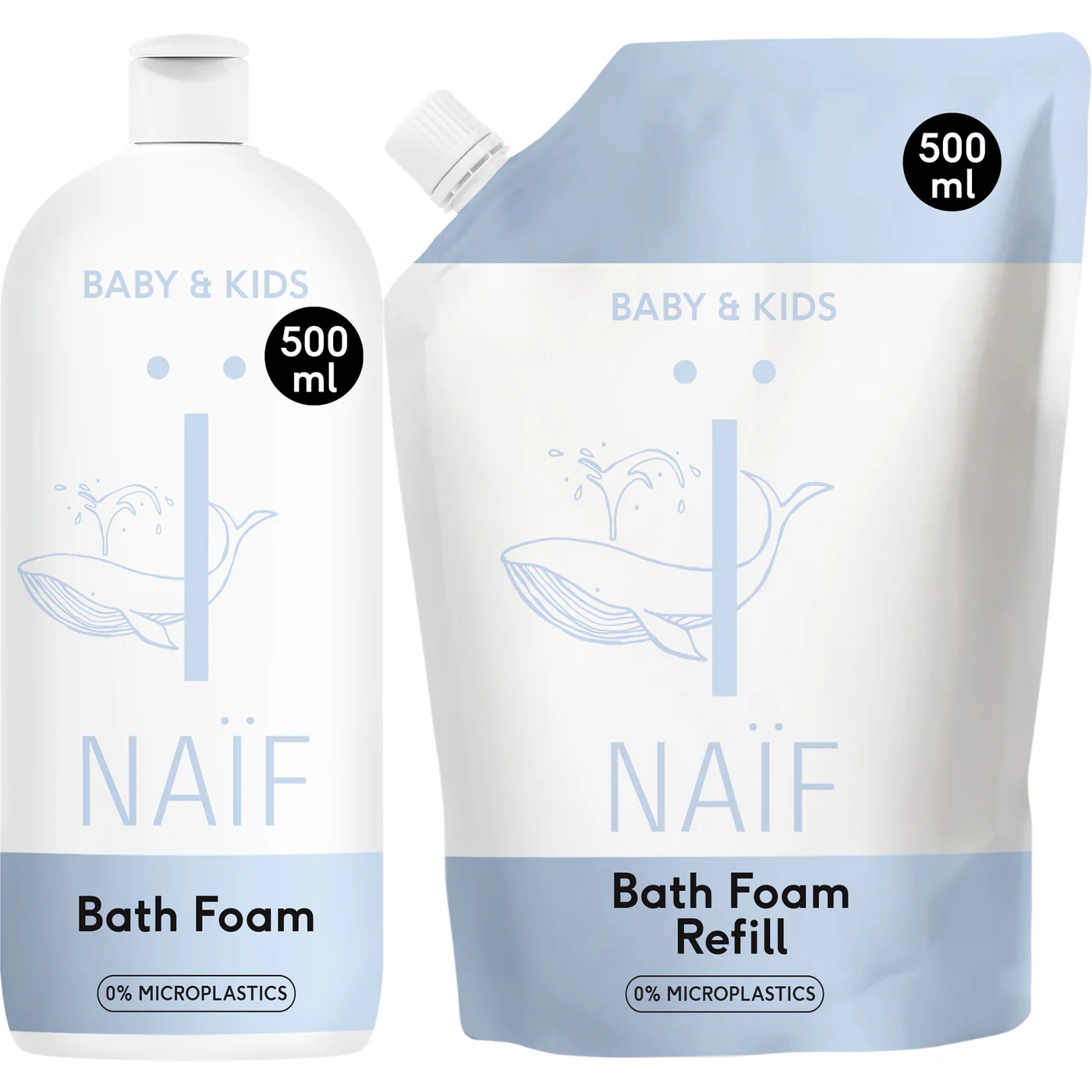 Voordeelset Verzorgende Badschuim Fles en Navulverpakking voor Baby & Kids 500ml