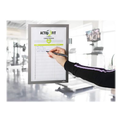 Durable Duraframe Note - Cadre d'affichage adhésif - A4 - argent - avec porte-stylo