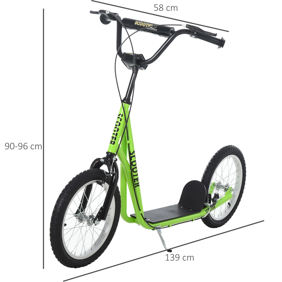 HOMCOM Kinderscooter mit Handbremse grün