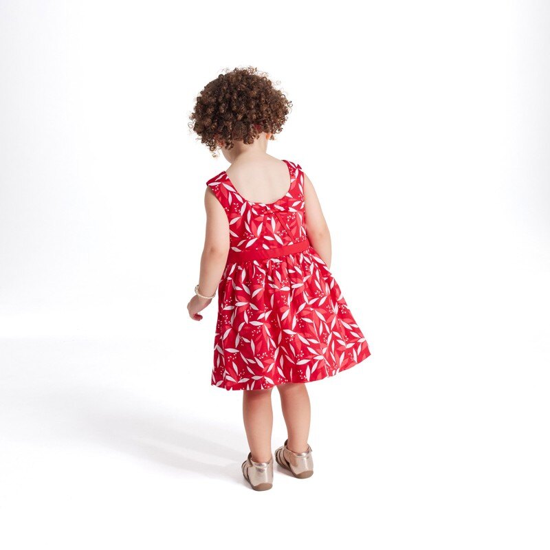 Robe chic imprimée satin de coton bébé fille Rouge