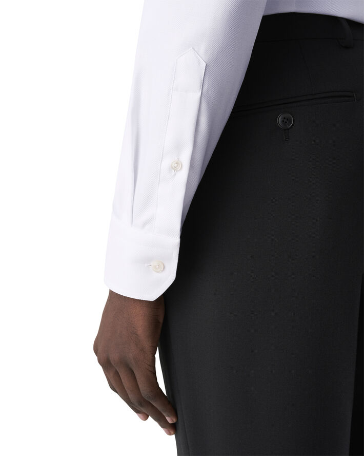 ETON Slim Fit White Textured Twill Shirt - French Cuff Hvid