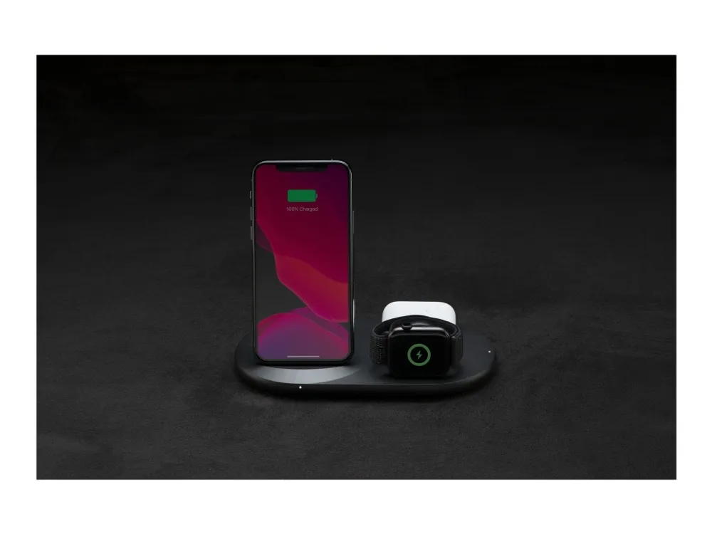 Belkin BoostCharge - Trådløs opladningsstander - 7.5 Watt - sort - for Apple AirPods; AirPods Pro; iPhone 11, 12, 7, 8, SE, X, XR, XS, XS Max; Watch