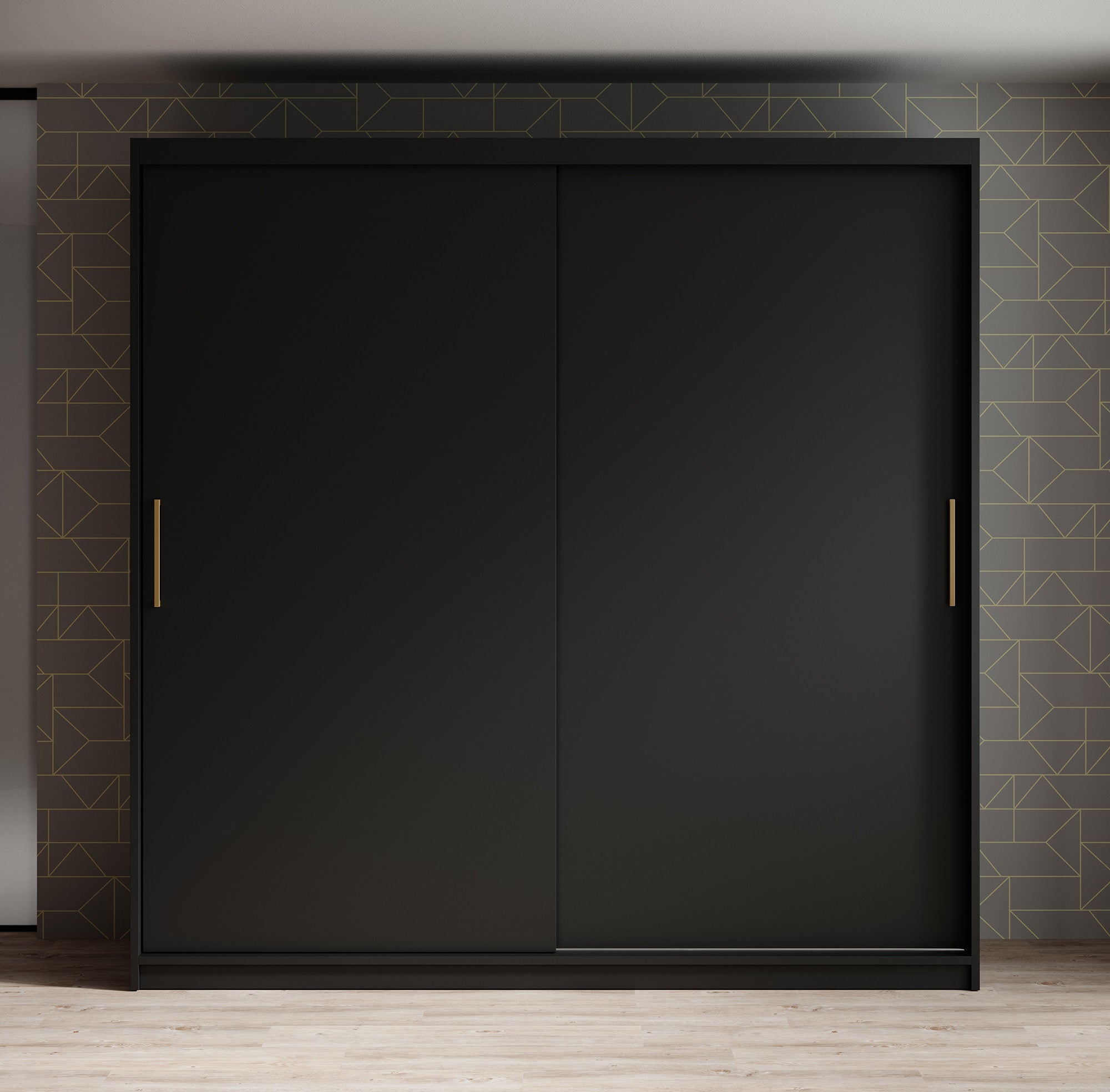 Mandalin - Kledingkast met schuifdeuren - Zwart - 200x62x200 cm
