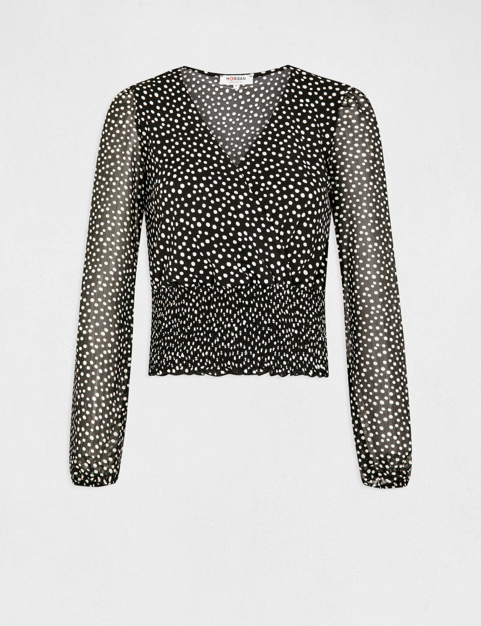 T-shirt manches longues imprimé pois multico femme - multico