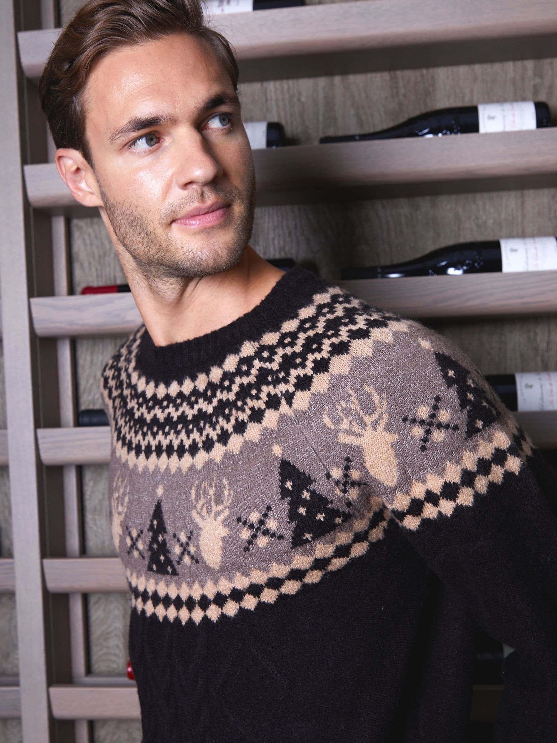 Threadbare Cable Knit Fairisle Christmas Jumper