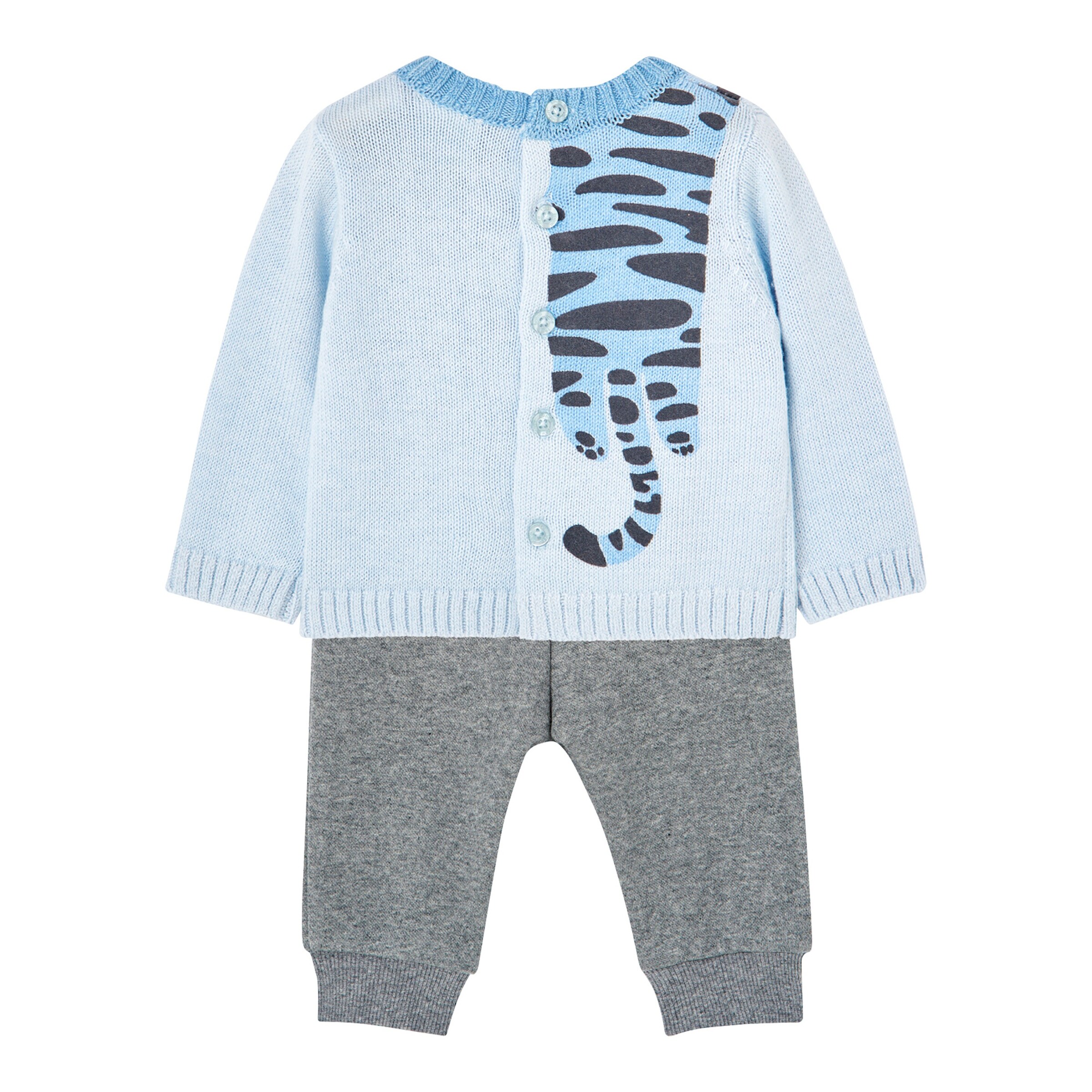 BOBOLI 2-tlg. Set Strickpullover und Jogginghose Tiger hellblau/grau