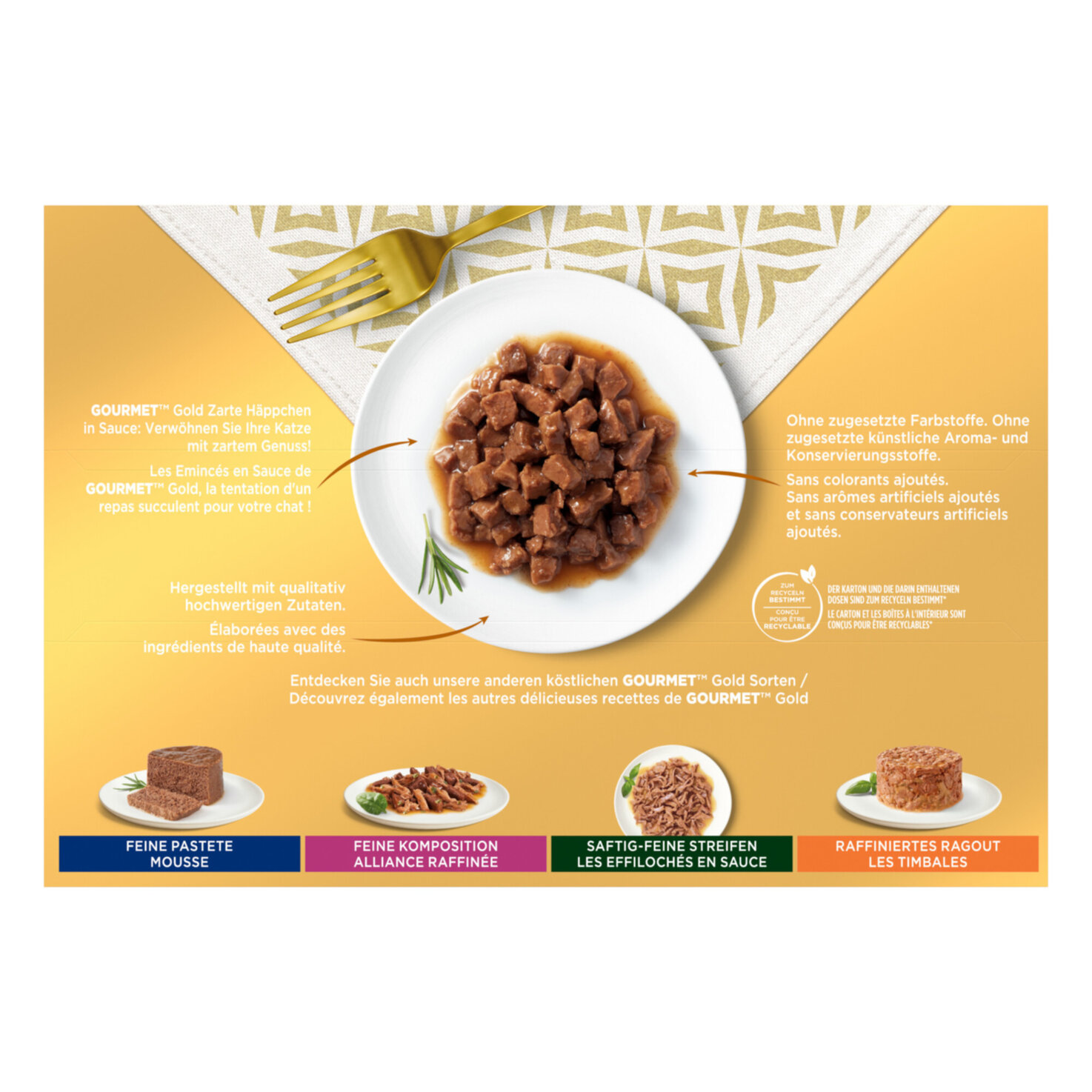 Gourmet Gold Katzenfutter in Sauce Zarte Häppchen 12x85g
