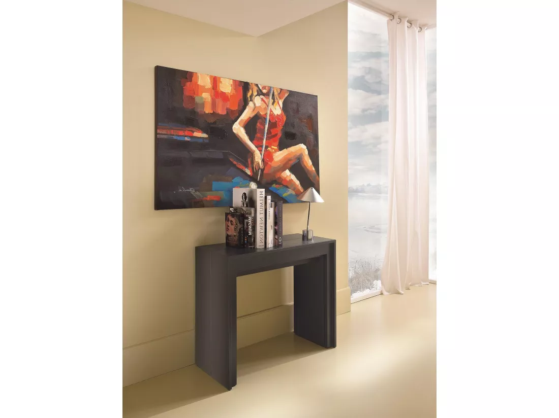 Pinocchio Console extensible (42,5/302,5 x 90 cm) en MDF laqué noir