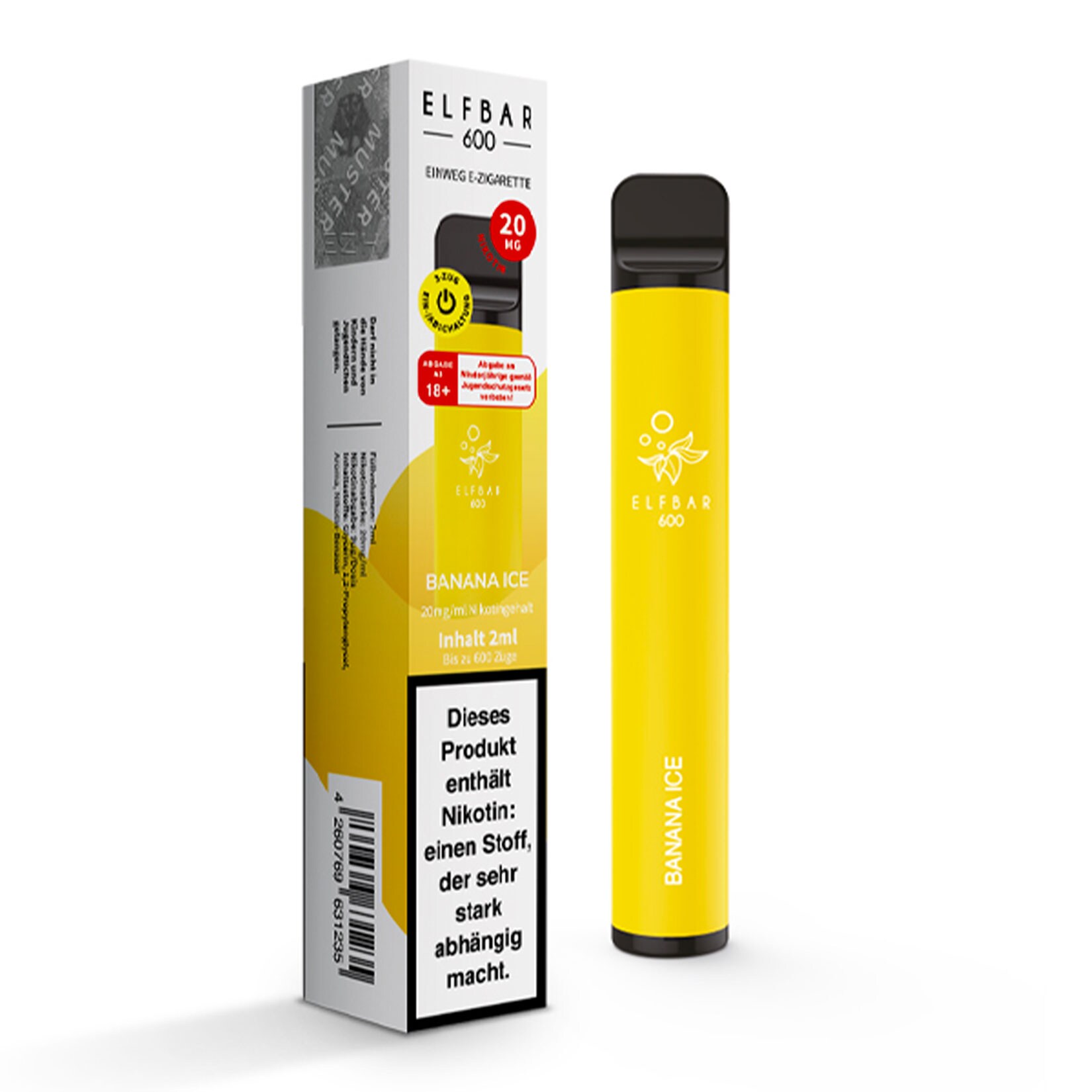 Elf Bar 600 Einweg E-Zigarette Banana Ice, 2 ml, 2.0% Nikotin