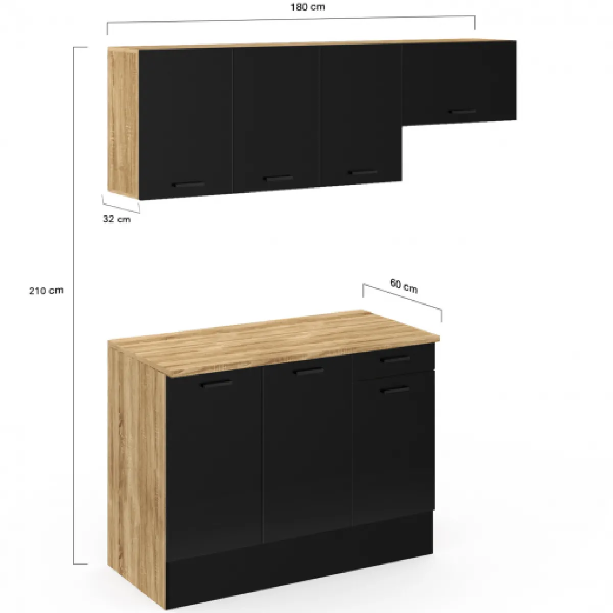 Cuisine complète IDMARKET SUBTIL - Bois et Noir