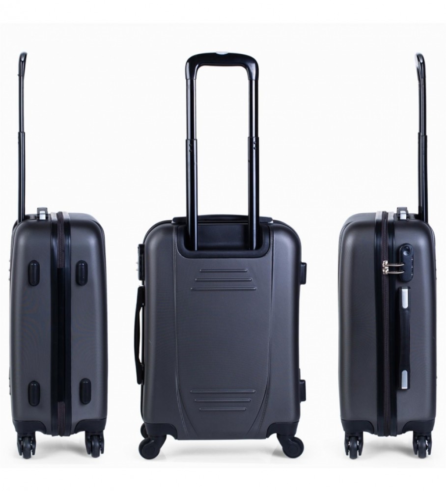 Mala de cabine rígida ITACA para viagens curtas, 4 rodas, modelo 71150, preta - 55x38x20cm -