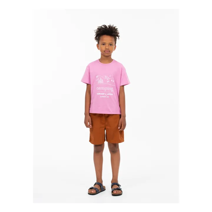 Wander & Wonder T-Shirt Camping Coton Bio | Rose fuschia