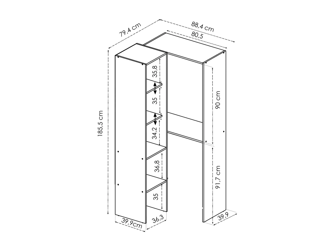 Dressing d'angle - L225 cm - Blanc - FERDINAND