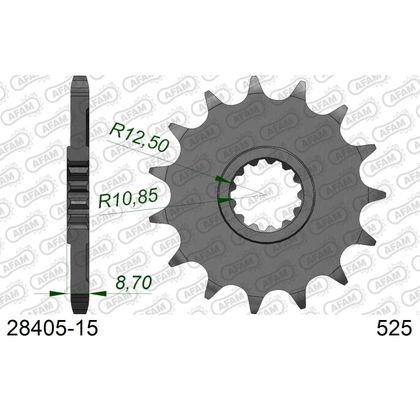 Kit chaine AFAM 525 Type Acier Premium avec pignon silencieux