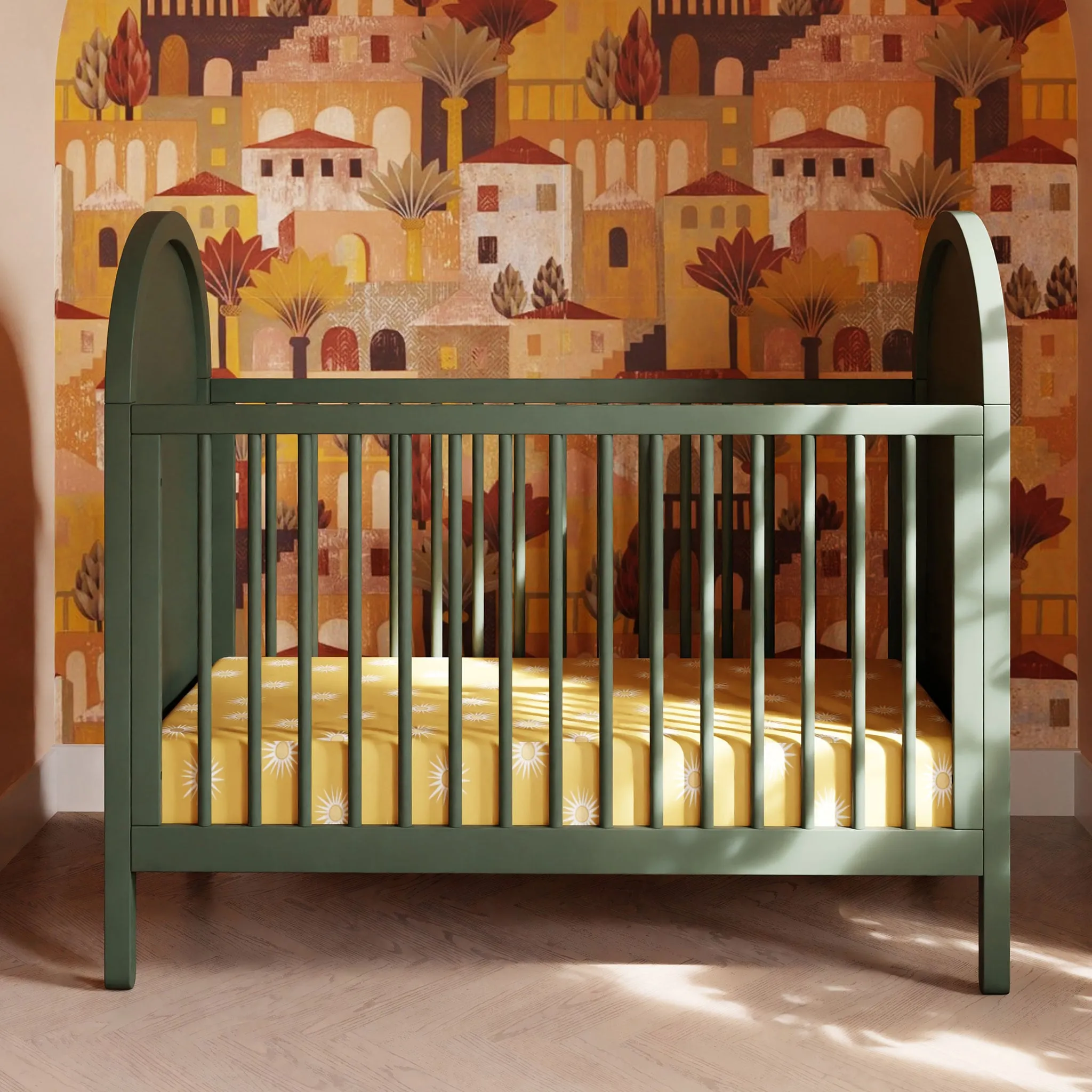 Babyletto Couchette Convertible 3 en 1 Bondi Cane avec Kit de Conversion Lit pour Tout-petit - Vert  Rotin